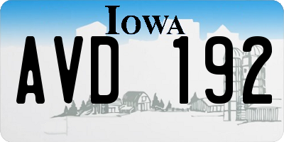IA license plate AVD192