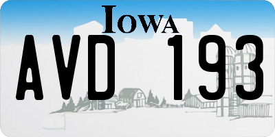 IA license plate AVD193