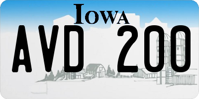 IA license plate AVD200