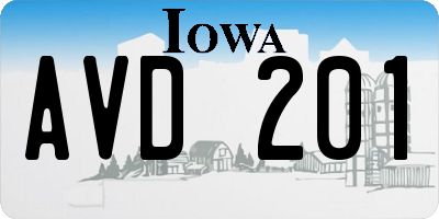 IA license plate AVD201