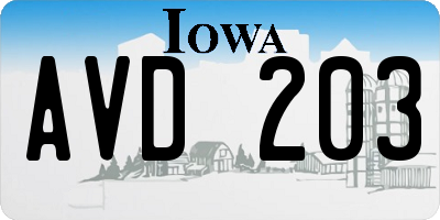 IA license plate AVD203