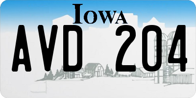 IA license plate AVD204