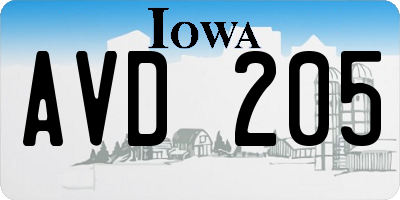 IA license plate AVD205