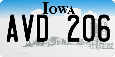 IA license plate AVD206