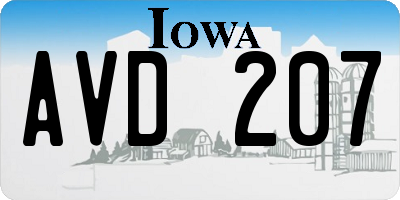 IA license plate AVD207