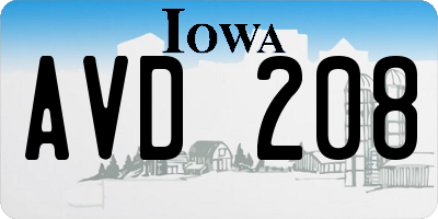 IA license plate AVD208