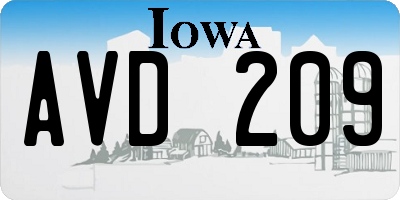IA license plate AVD209