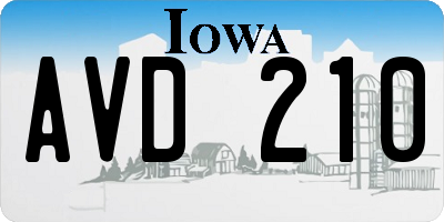IA license plate AVD210