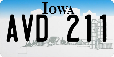IA license plate AVD211