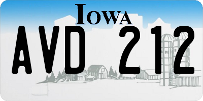 IA license plate AVD212