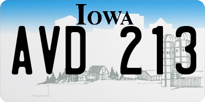 IA license plate AVD213
