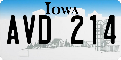 IA license plate AVD214
