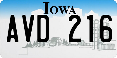 IA license plate AVD216