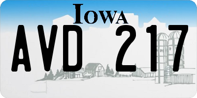 IA license plate AVD217