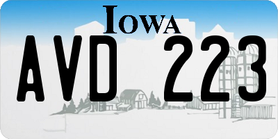 IA license plate AVD223