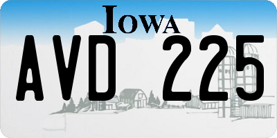 IA license plate AVD225
