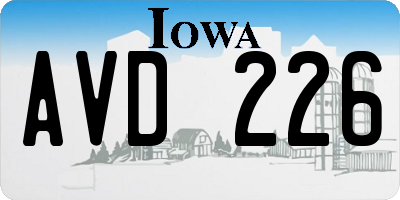 IA license plate AVD226