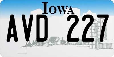 IA license plate AVD227