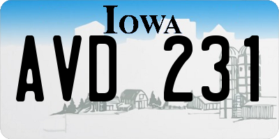 IA license plate AVD231