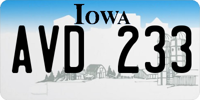 IA license plate AVD233