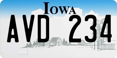 IA license plate AVD234