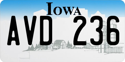 IA license plate AVD236
