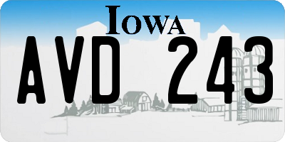 IA license plate AVD243