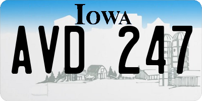 IA license plate AVD247