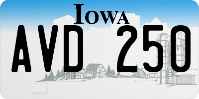 IA license plate AVD250