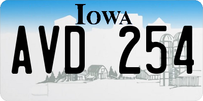 IA license plate AVD254