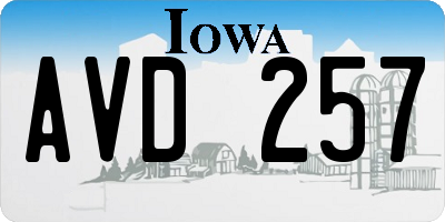 IA license plate AVD257