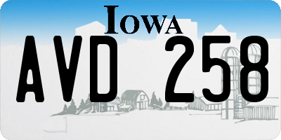 IA license plate AVD258