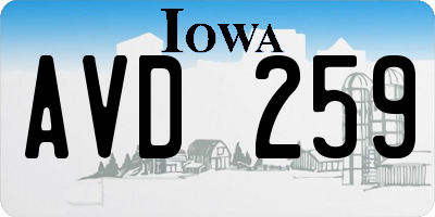 IA license plate AVD259