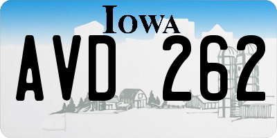 IA license plate AVD262
