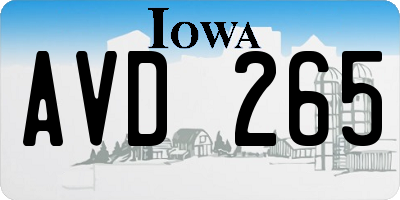 IA license plate AVD265