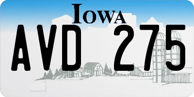 IA license plate AVD275