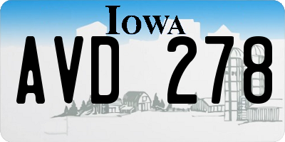 IA license plate AVD278