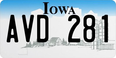 IA license plate AVD281