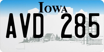 IA license plate AVD285