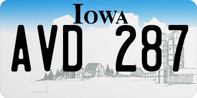 IA license plate AVD287
