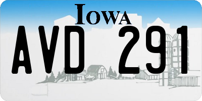 IA license plate AVD291