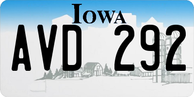 IA license plate AVD292