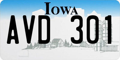 IA license plate AVD301