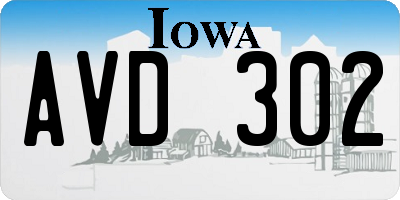 IA license plate AVD302