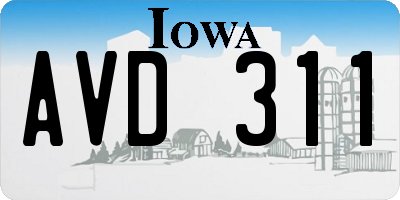 IA license plate AVD311