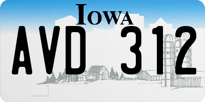 IA license plate AVD312