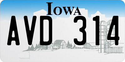 IA license plate AVD314
