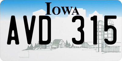 IA license plate AVD315