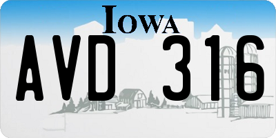 IA license plate AVD316