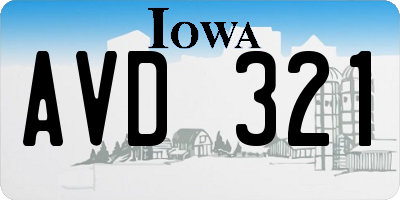 IA license plate AVD321